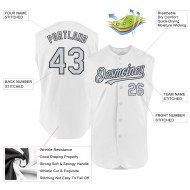 Authentisches weißes Baseball-Trikot in Silber-Schwarz, ärmellos, individuell