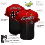 Benutzerdefinierte rot schwarz-weiß authentische verblasst Mode Baseball Jersey