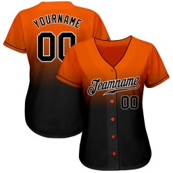 Benutzerdefinierte Orange Schwarz-Weiß Authentic Fade Fashion Baseball Jersey