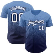 Baseball Custom Blue Fade Authentic Weiß-Navy Powder Fashion Jersey