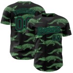 Authentische 3D Custom Jersey Schwarz Design Krokodil Muster Grün Kelly Baseball Authentische 3D Custom Jersey Schwarz Design Krokodil Muster Grün Kelly Baseball