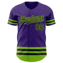 Authentic Custom Jersey Line Grün Baseball Lila Schwarz-Neon