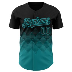 3D Jersey Farbverlauf Quadrat Schwarz Baseball Teal Muster Formen Authentisches Design Custom