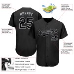 Benutzerdefiniertes schwarzes und graues authentisches Baseball-Trikot