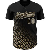 3D Gold Leopard Vegas Authentic Baseball Design Print Mode Benutzerdefinierte Muster Schwarz Verblassen Jersey