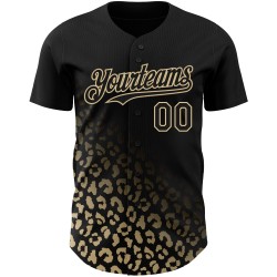3D Gold Leopard Vegas Authentic Baseball Design Print Mode Benutzerdefinierte Muster Schwarz Verblassen Jersey