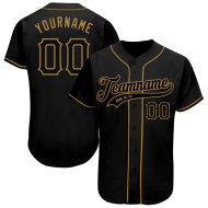 Benutzerdefiniertes authentisches Baseball-Trikot in Schwarz-Altgold